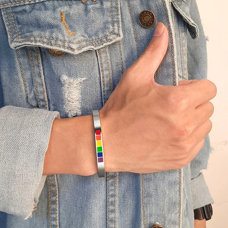 Pulseira Arco-Íris de Aço Inoxidável