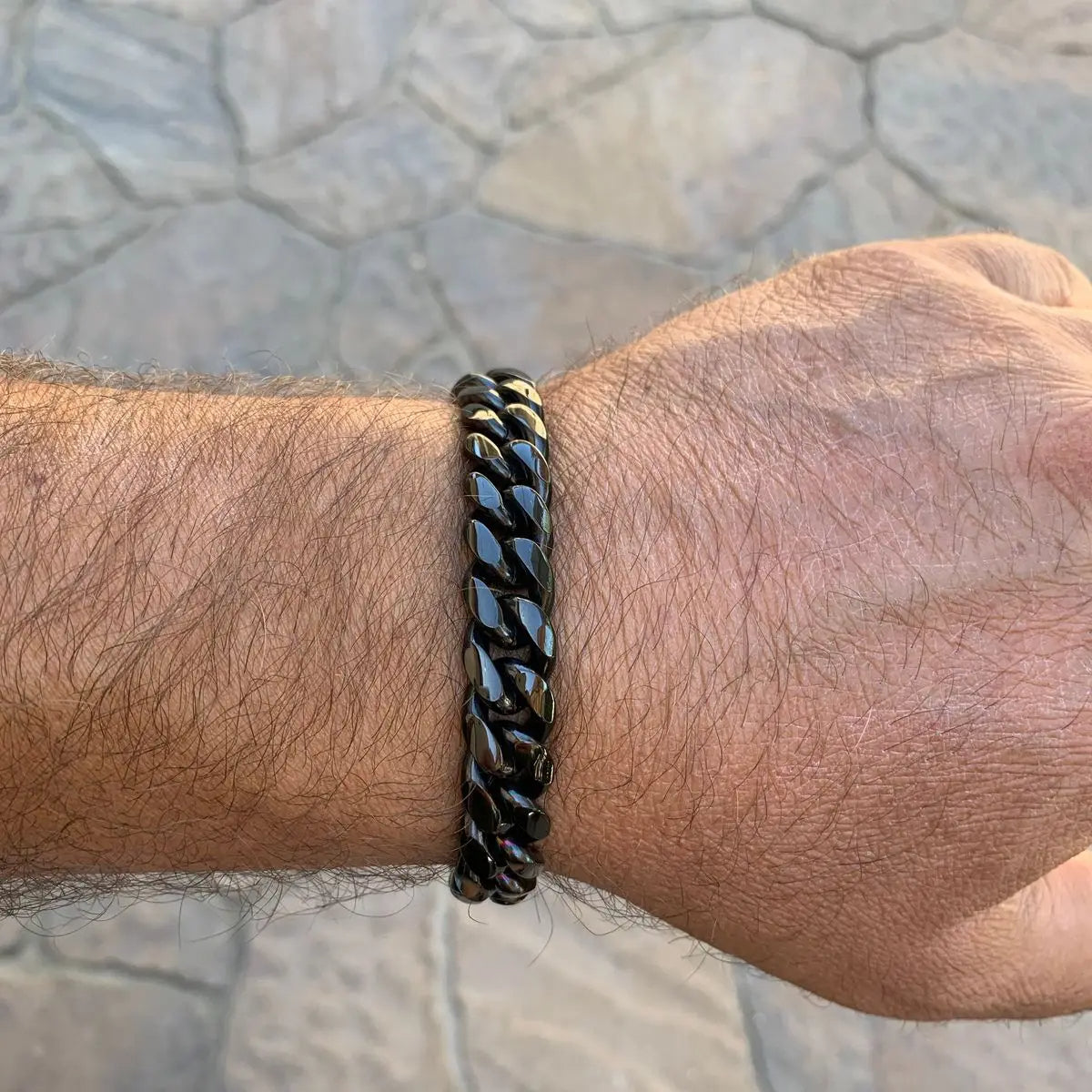 Pulseira Masculina em Aço Inoxidável Estilo Cubano