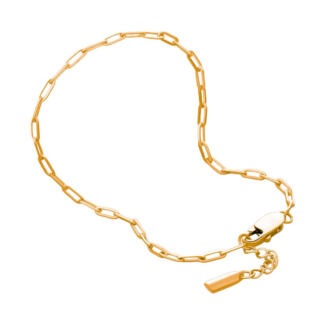 Pulseira Masculina de Aço Inoxidável Banhada a Ouro 2mm