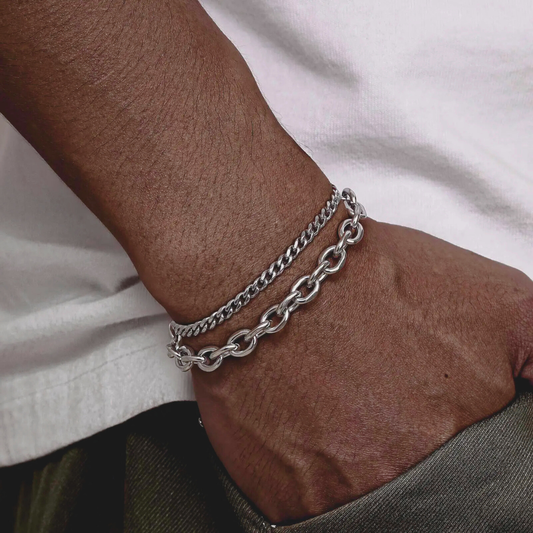 Pulseira Masculina Aço Inoxidável Estilo Cubano
