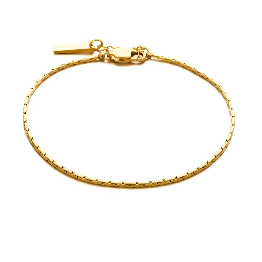 Pulseira Masculina de Aço Inoxidável Banhado a Ouro
