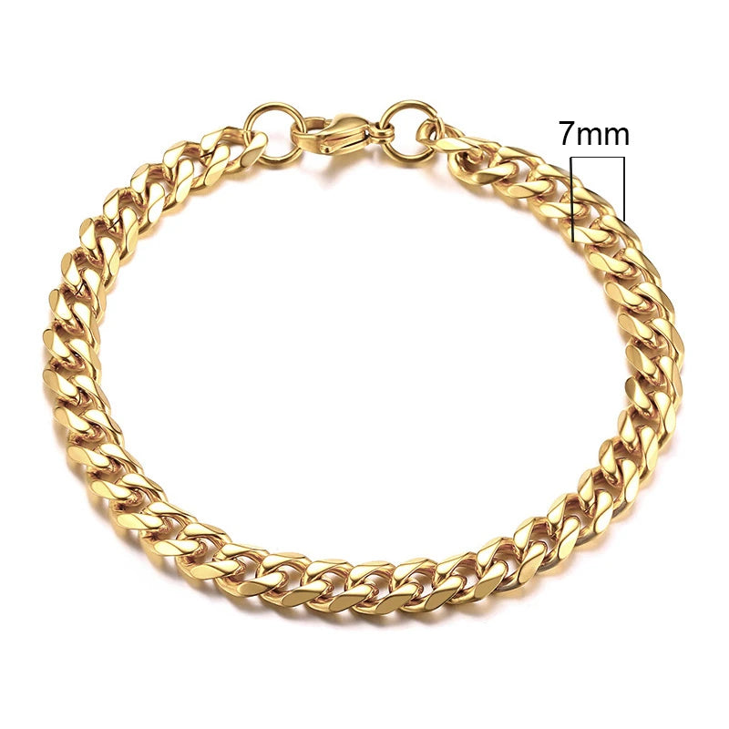 Vnox-Pulseira em aço inoxidável cubano para homens, Chunky Miami Curb Wristband, Punk clássico, jóias masculinas pesadas, 3-11mm