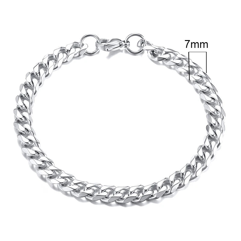 Vnox-Pulseira em aço inoxidável cubano para homens, Chunky Miami Curb Wristband, Punk clássico, jóias masculinas pesadas, 3-11mm