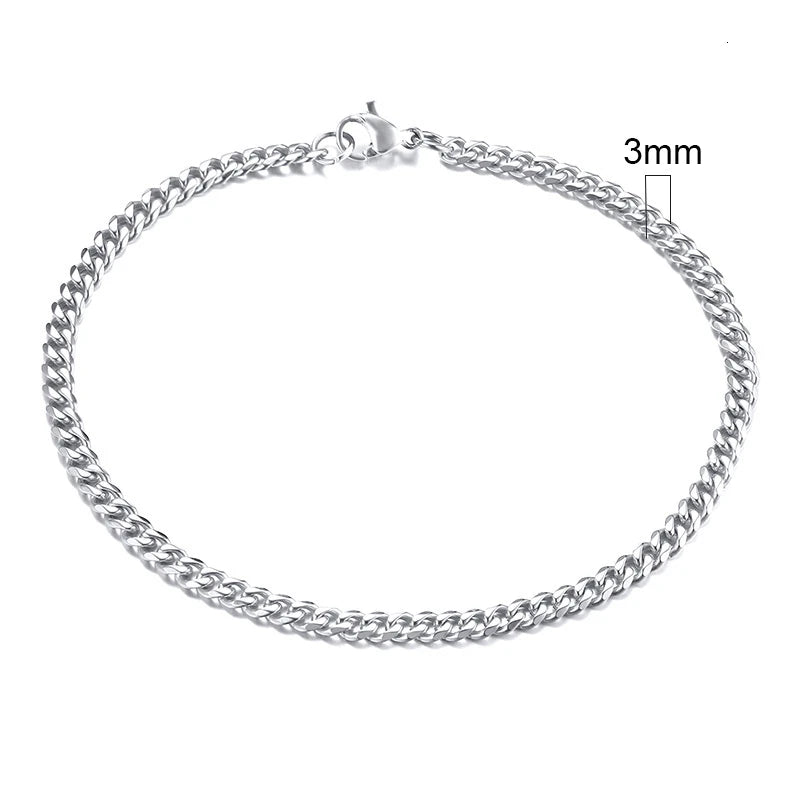 Pulseira Masculina Cubana de Aço Inoxidável - Estilo Punk