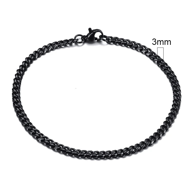 Pulseira Masculina Cubana de Aço Inoxidável - Estilo Punk