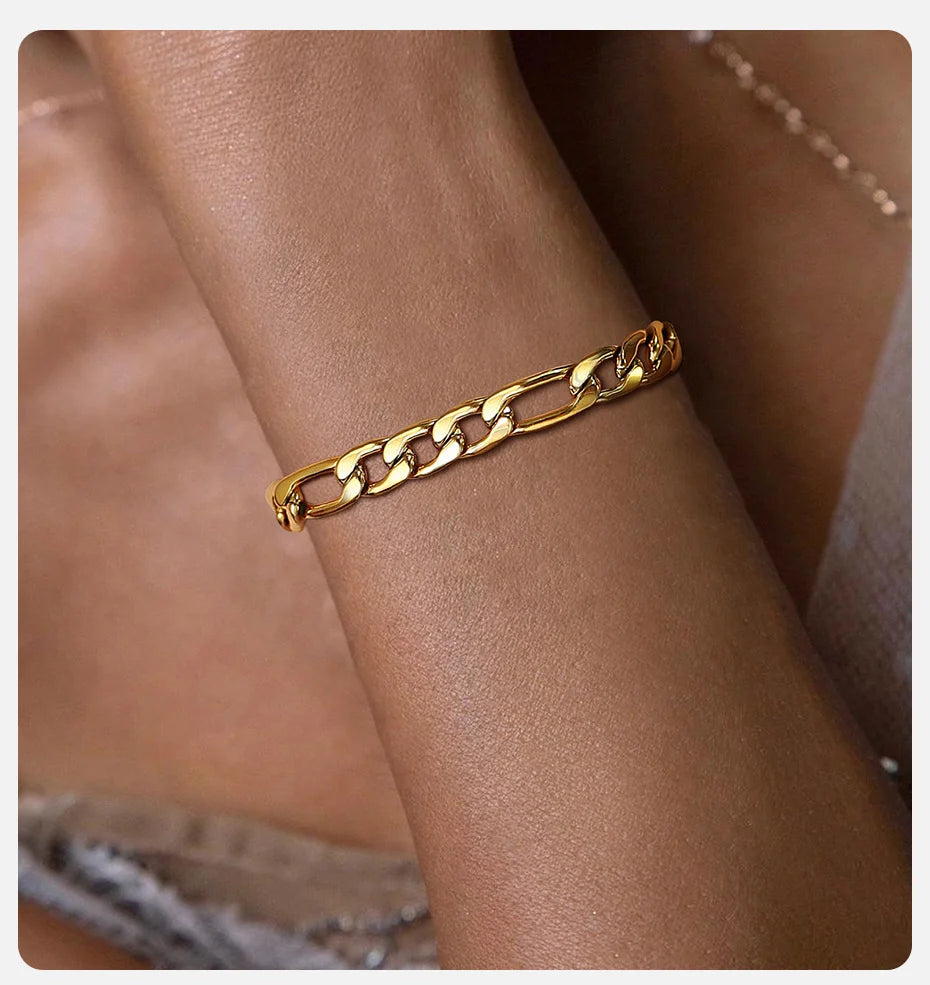 Vnox 7mm figaro corrente pulseiras para homens mulheres, simples punk aço inoxidável link pulseira jóias presente, comprimento ajustável