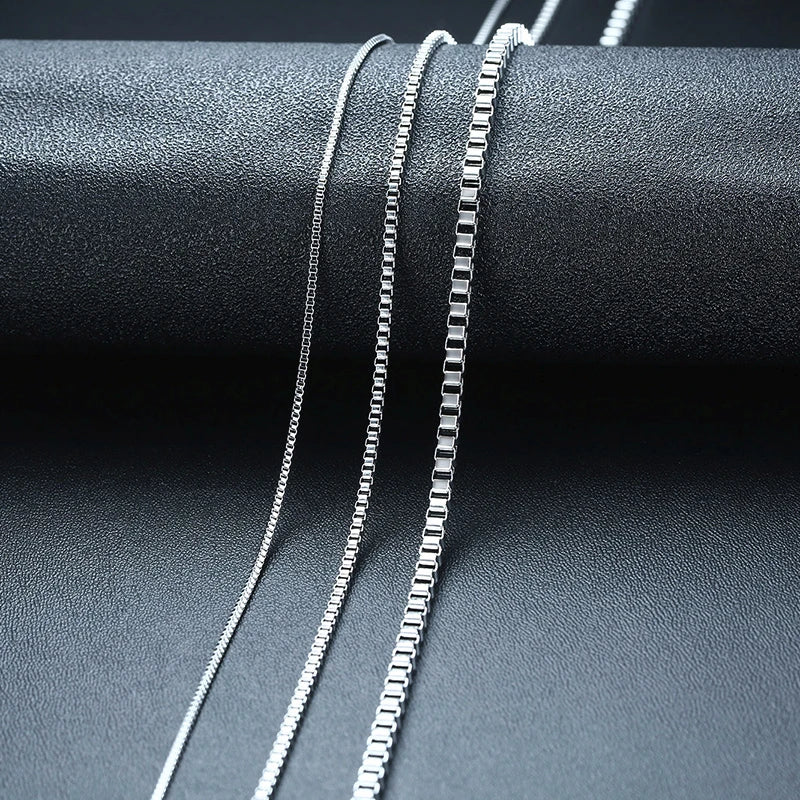 Colar de corrente em caixa de aço inoxidável masculino, gargantilha de 1 a 3mm de espessura 18 a 24"