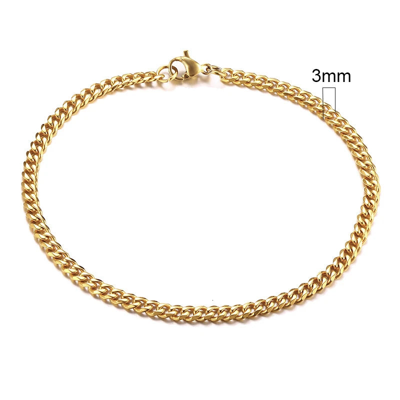 Pulseira Masculina Cubana de Aço Inoxidável - Estilo Punk