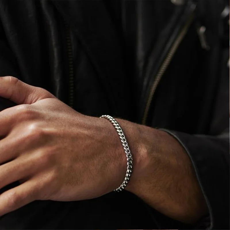 Vnox-pulseira de aço inoxidável cubano para homens, pulseira Miami Chunky, punk clássico pesado, 3-11mm, atacado