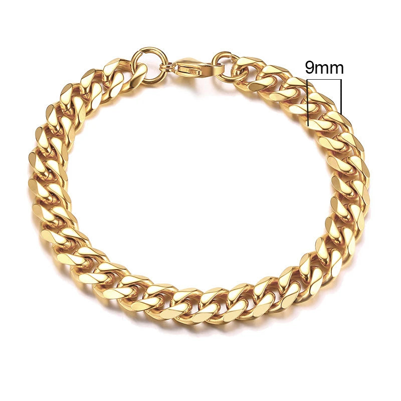 Vnox-Pulseira em aço inoxidável cubano para homens, Chunky Miami Curb Wristband, Punk clássico, jóias masculinas pesadas, 3-11mm