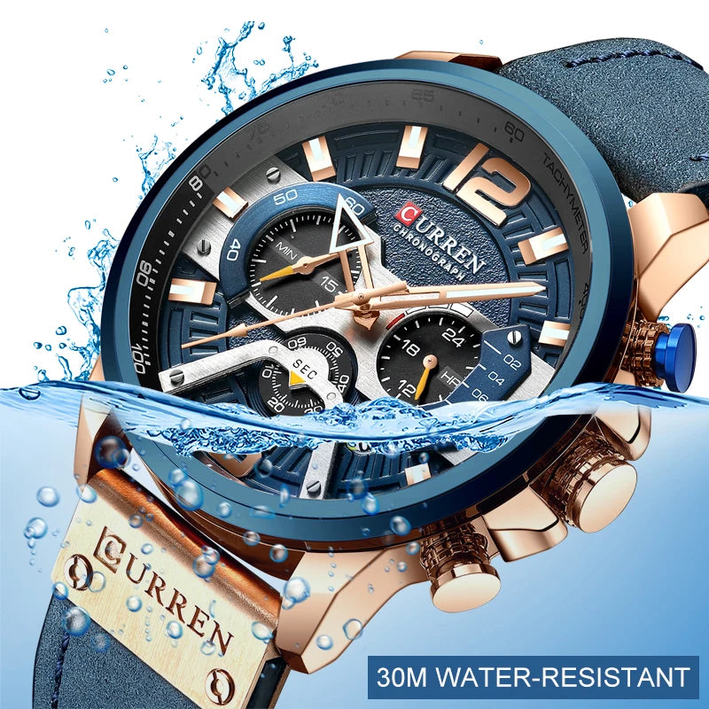 Curren-relógio masculino analógico de couro esportivo, marca de luxo, estilo militar do exército, com data, quartzo, 2021