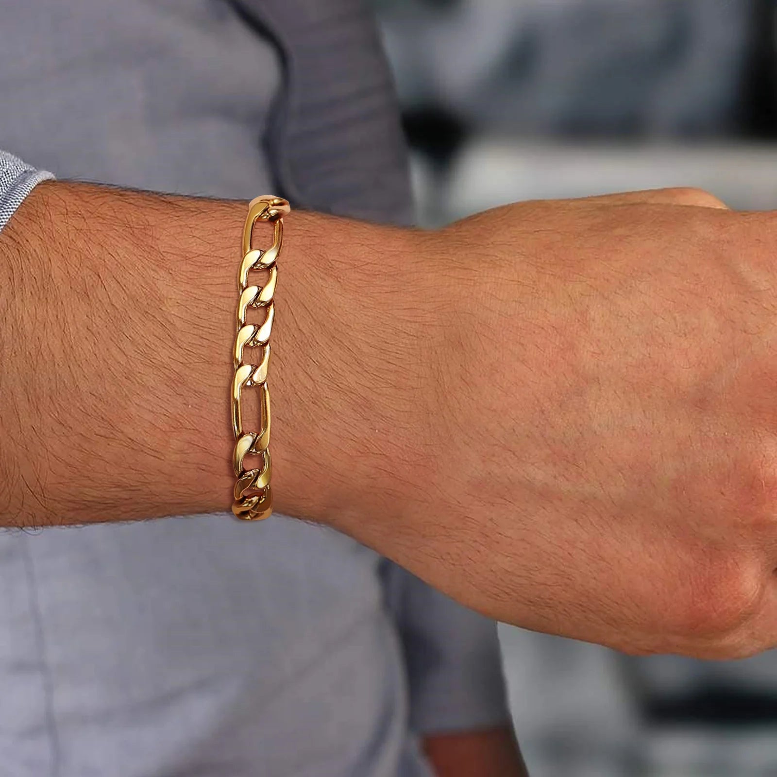 Vnox 7mm figaro corrente pulseiras para homens mulheres, simples punk aço inoxidável link pulseira jóias presente, comprimento ajustável