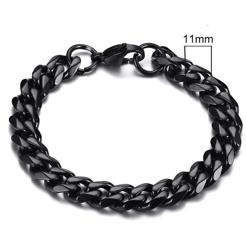 Vnox-Pulseira em aço inoxidável cubano para homens, Chunky Miami Curb Wristband, Punk clássico, jóias masculinas pesadas, 3-11mm