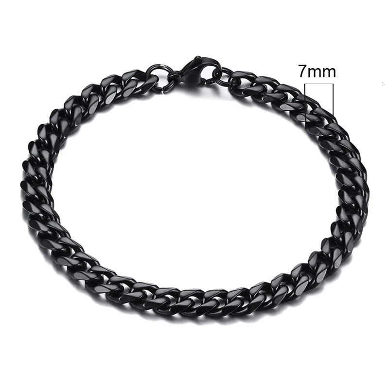 Vnox-Pulseira em aço inoxidável cubano para homens, Chunky Miami Curb Wristband, Punk clássico, jóias masculinas pesadas, 3-11mm