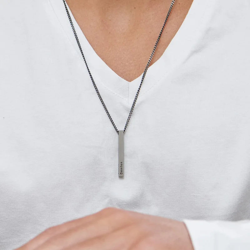 Vnox-Colares de Barra de Pilar Personalizáveis para Homens, Vertical 3D, Aço Inoxidável, Pingente Geométrico, Jóias Casual Minimalistas Simples
