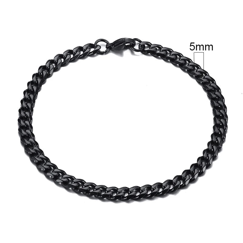 Vnox-Pulseira em aço inoxidável cubano para homens, Chunky Miami Curb Wristband, Punk clássico, jóias masculinas pesadas, 3-11mm