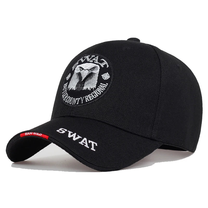 Boné de exército swat masculino e feminino, águia bordada, boné de beisebol preto, snapback tático, osso, masculino, homens