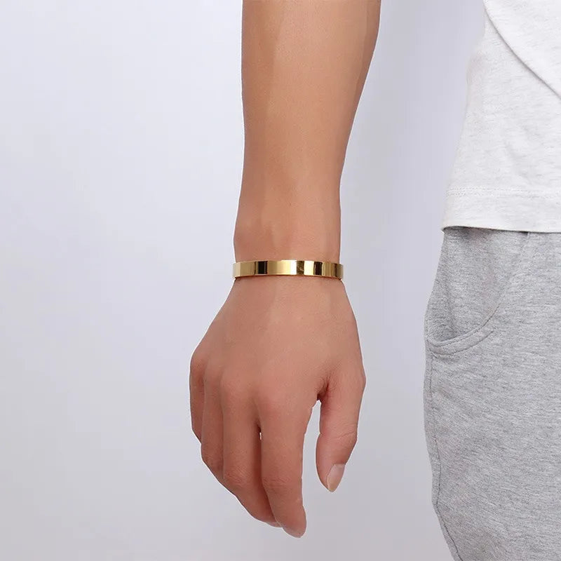 Vnox-bracelete de aço inoxidável e bracelete para homens, pulseiras simples, joias cor de ouro, alta qualidade, 2,5 "Dia