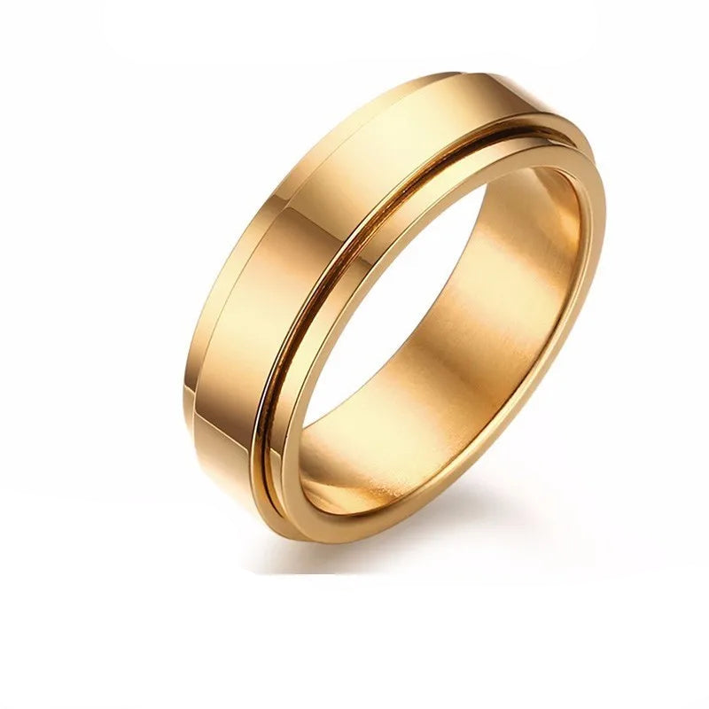 Vnox anel giratório personalizado para homens e mulheres, 6mm, aço inoxidável, faixa de casamento rotativa, nome personalizado, data, inicial, anel de cauda masculino