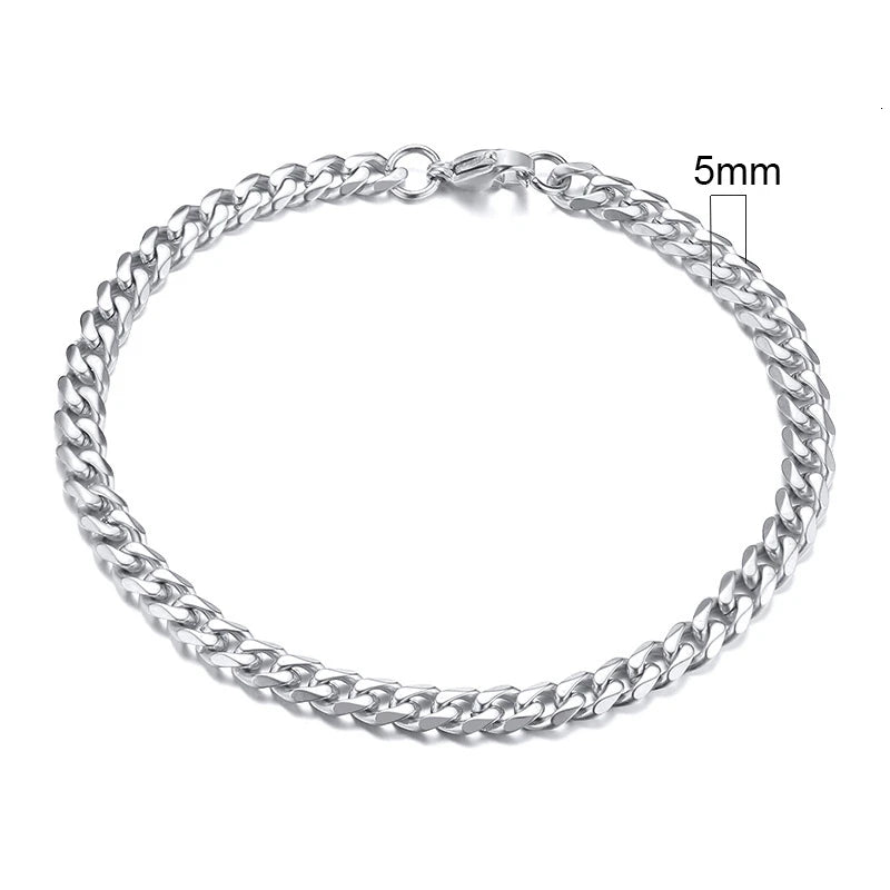 Vnox-Pulseira em aço inoxidável cubano para homens, Chunky Miami Curb Wristband, Punk clássico, jóias masculinas pesadas, 3-11mm