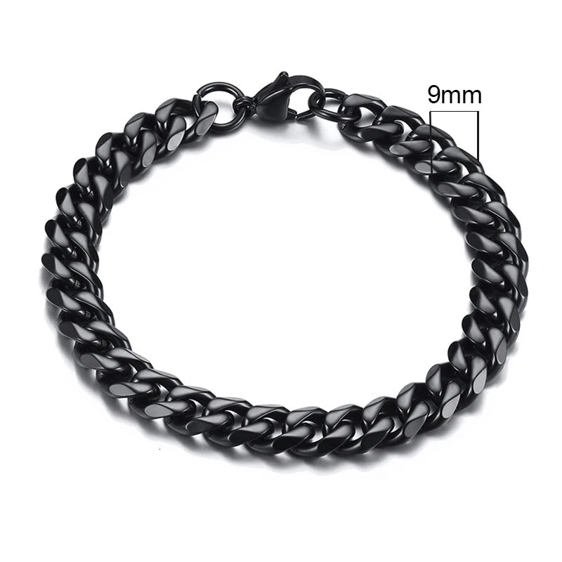 Vnox-Pulseira em aço inoxidável cubano para homens, Chunky Miami Curb Wristband, Punk clássico, jóias masculinas pesadas, 3-11mm