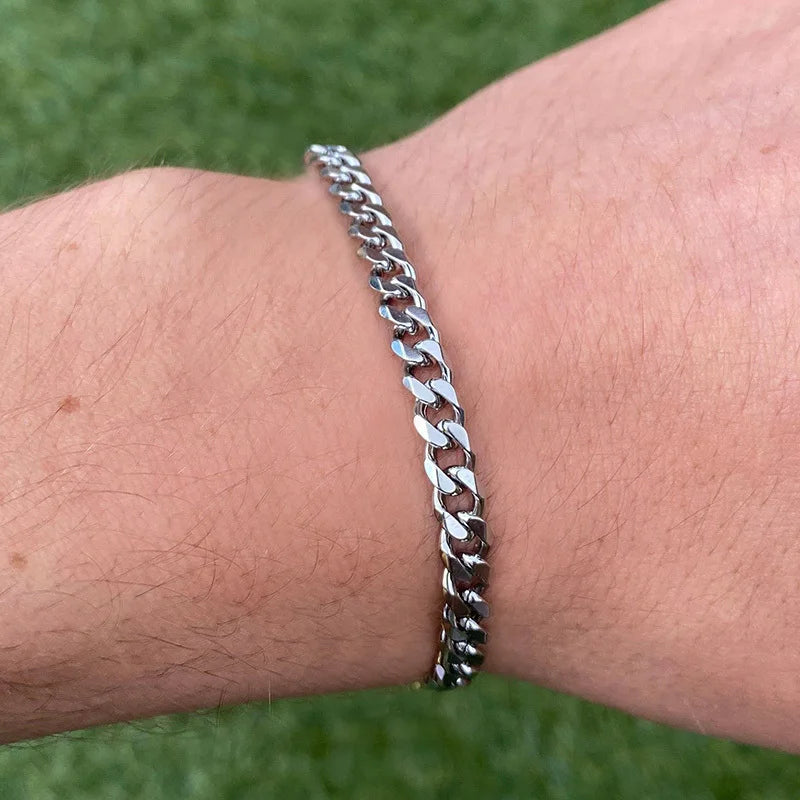 Vnox-Pulseira de Corda Torcida para Homens, Metal de Aço Inoxidável, Pulseira Minimalista, Anti Alergia, Jóias Masculinas Elegantes
