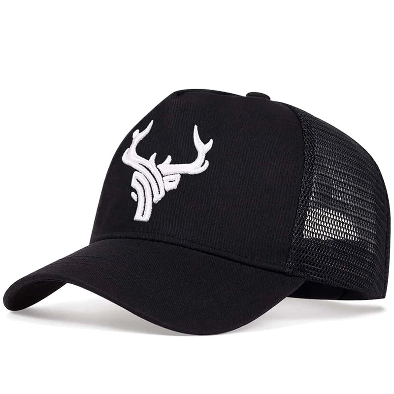 Unisex Animal Antlers Bordados Baseball Net Caps Primavera e Verão Outdoor Ajustável Casual Chapéus Sunscreen Hat