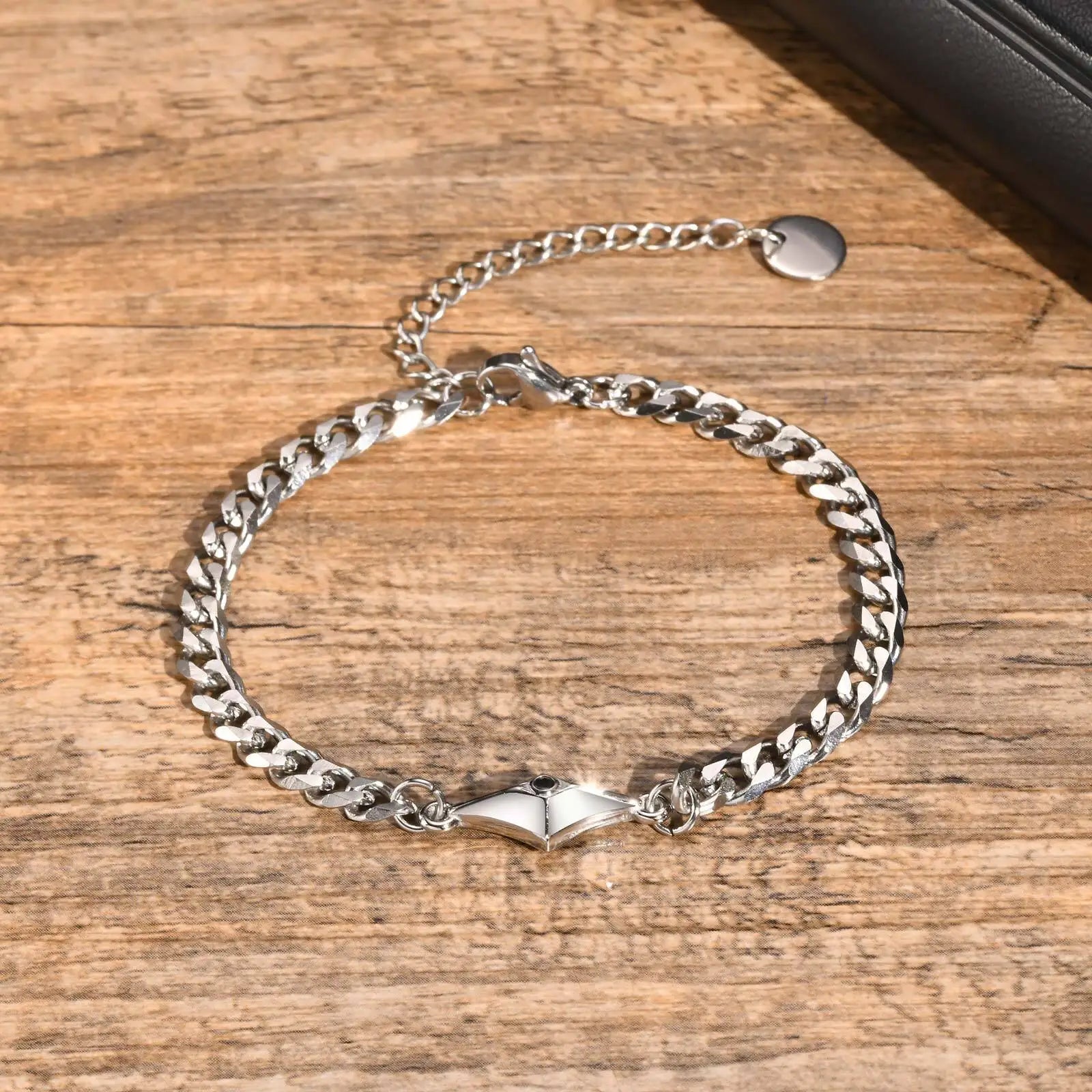 Pulseiras Hiphop Star para homens meninos, pulseira de corrente cubana de aço inoxidável, presentes de joias casuais chiques