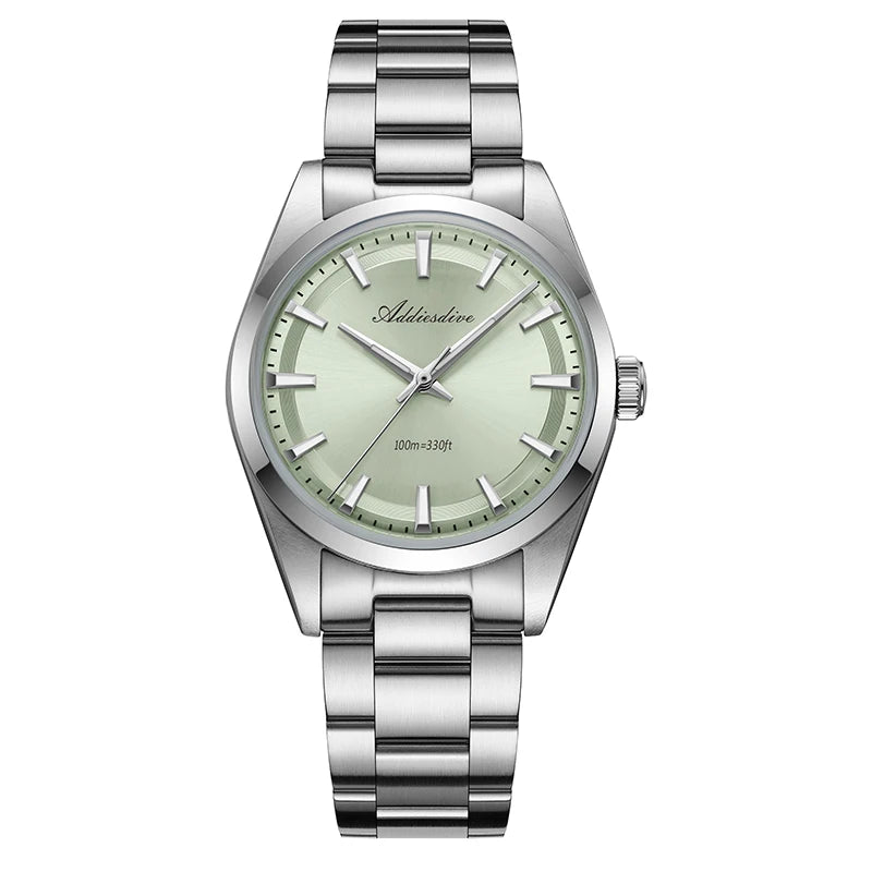 Addiesdive relógio de luxo aço inoxidável 100m à prova dwaterproof água bgw9 relógios quartzo luminoso bolha espelho vidro ad2066 relógio de pulso masculino