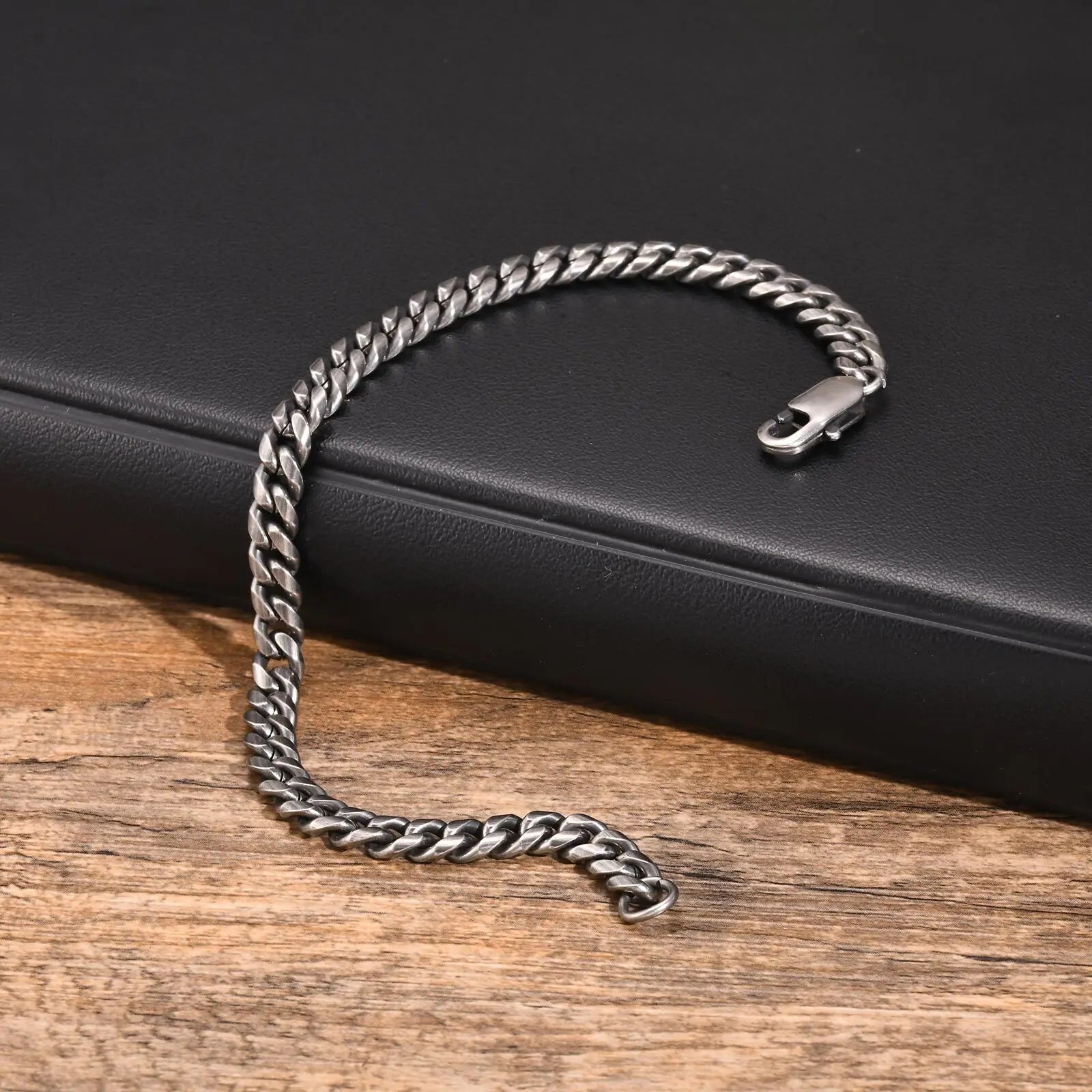 Pulseira de elo cubano Vnox de 6,5 mm para homens, pulseira de links Miami de aço inoxidável, joias masculinas retrô clássicas