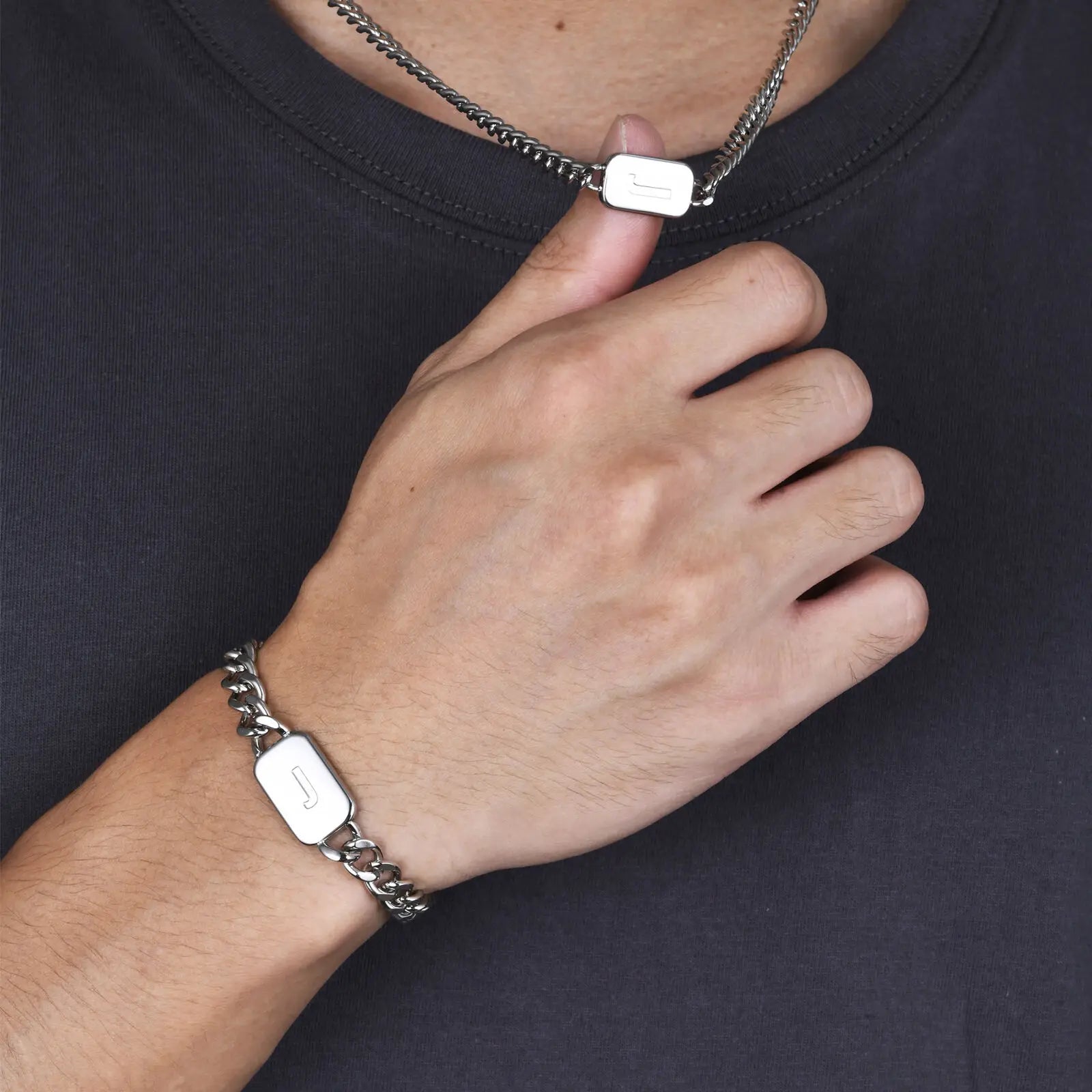 Vnox-Pulseiras Cubanas para Homens e Mulheres, Letra A-Z Aço Inoxidável Pulseira Personalizada, Aniversário e Jóias De Casamento, Presente BFF