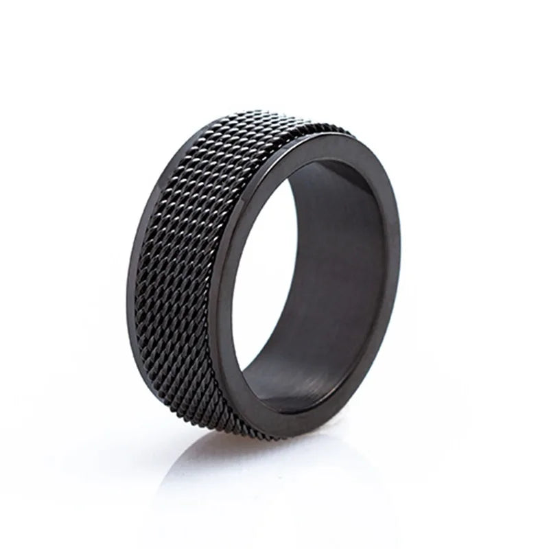 Anéis giratórios de aço inoxidável para mulheres e homens, corrente de malha rotativa elegante, anti stress, aliviar a ansiedade, presente da jóia, 8mm