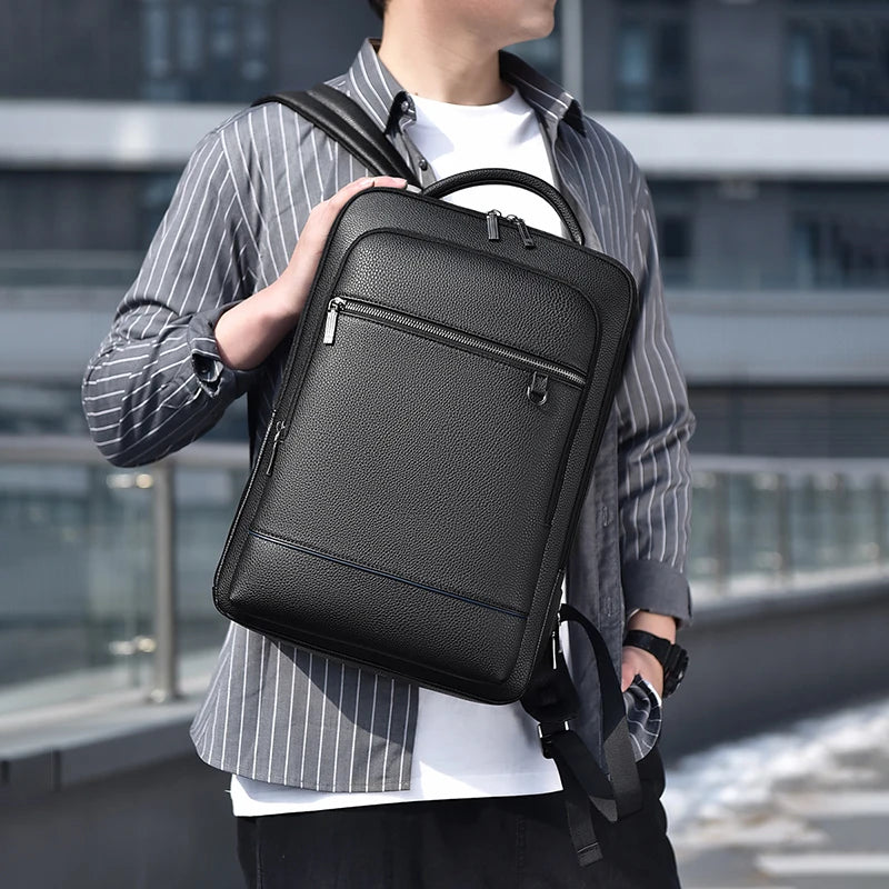 Mochila Executiva Masculina em Couro Ecológico com Carregamento USB