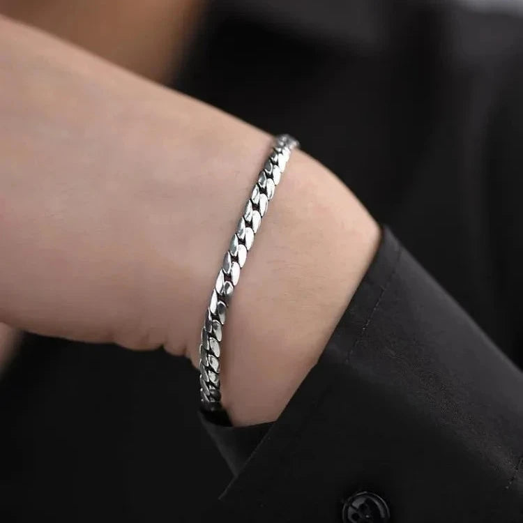 Pulseira cubana de prata esterlina s925 para homens e mulheres, presentes elegantes para joias, corrente de crochê artesanal, moda, simples