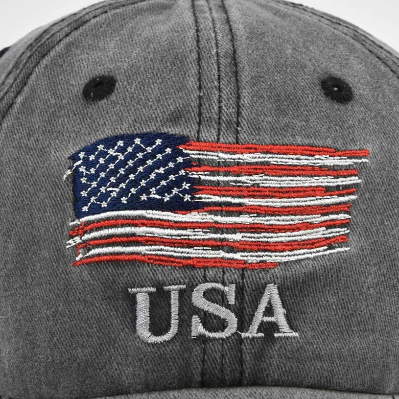 Chapéus de bandeira americana vintage lavado angustiado algodão pai chapéu boné de beisebol ajustável trucke rmen estilo feminino headwear