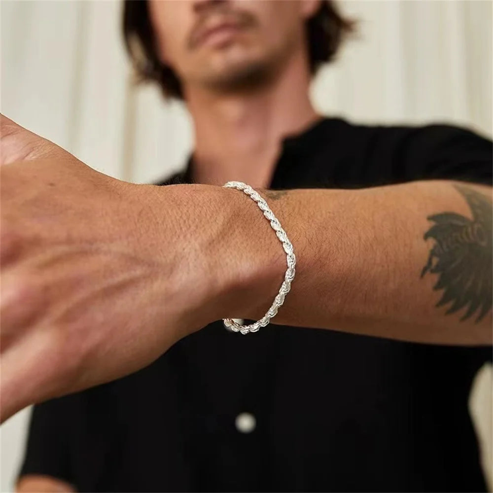Pulseira Masculina Twist Chain em Aço Inoxidável Dourado