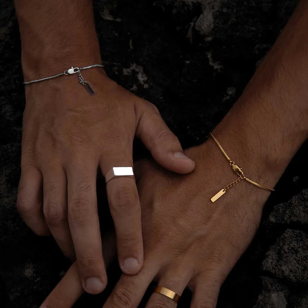 Pulseira Masculina de Aço Inoxidável Baron Banhada a Ouro