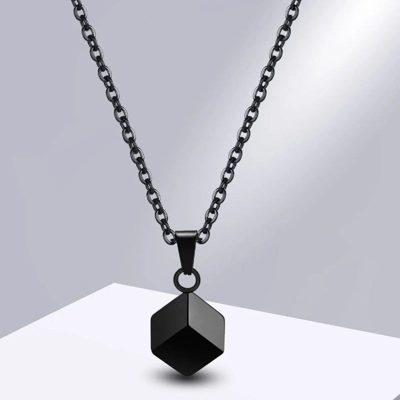 Vnox-3D Colares de Urna Quadrada para Homens e Mulheres, Aço Inoxidável Brilhante, Pingente de Cubo Geométrico Minimalista, Colar Jóias, Moda