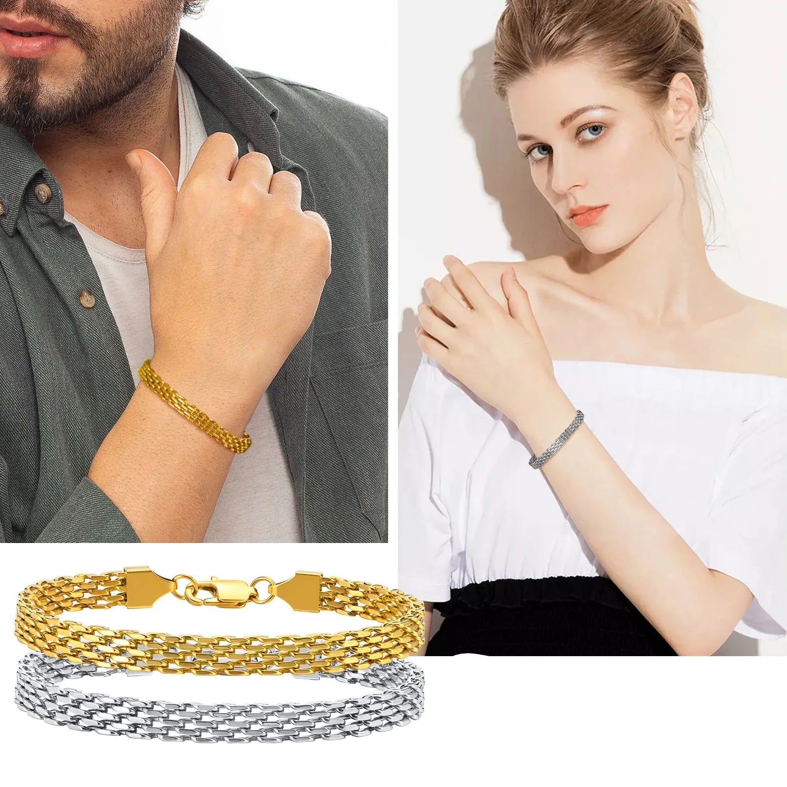 Pulseira Italiana de Aço Inoxidável - Elegância e Estilo