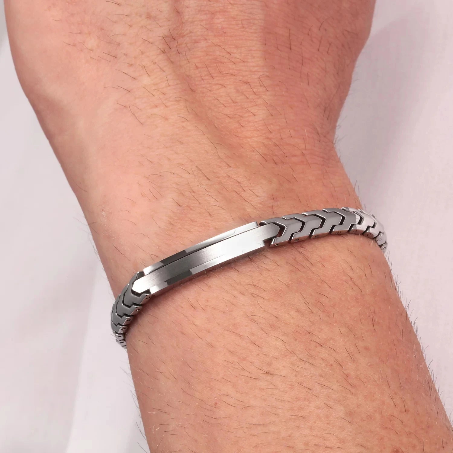 Runda masculino pulseira de aço inoxidável encantos link corrente ajustável tamanho 22cm moda de luxo marca corrente pulseira masculina
