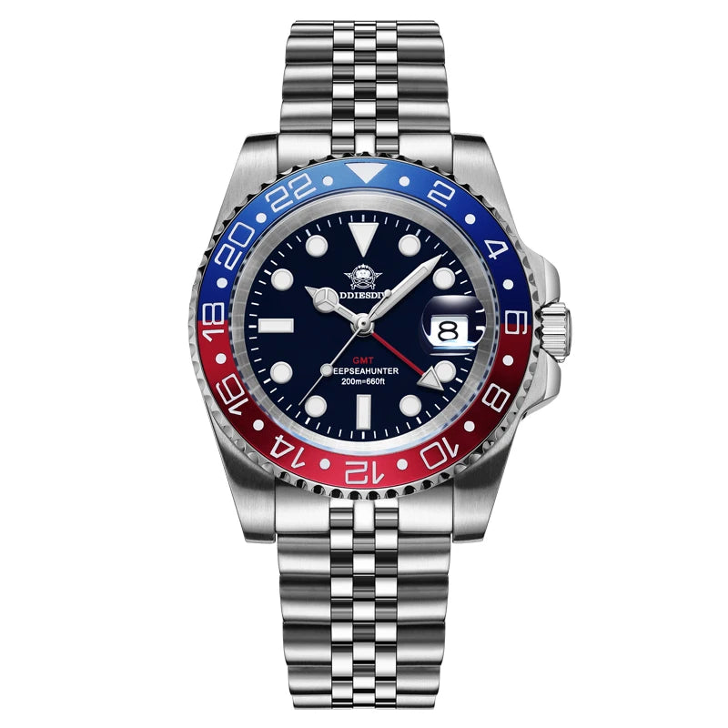 ADDIESDIVE-Relógio de pulso masculino GMT de quartzo, relógio impermeável luminoso 20Bar, presente para negócios e esportes, Top luxo, 2022