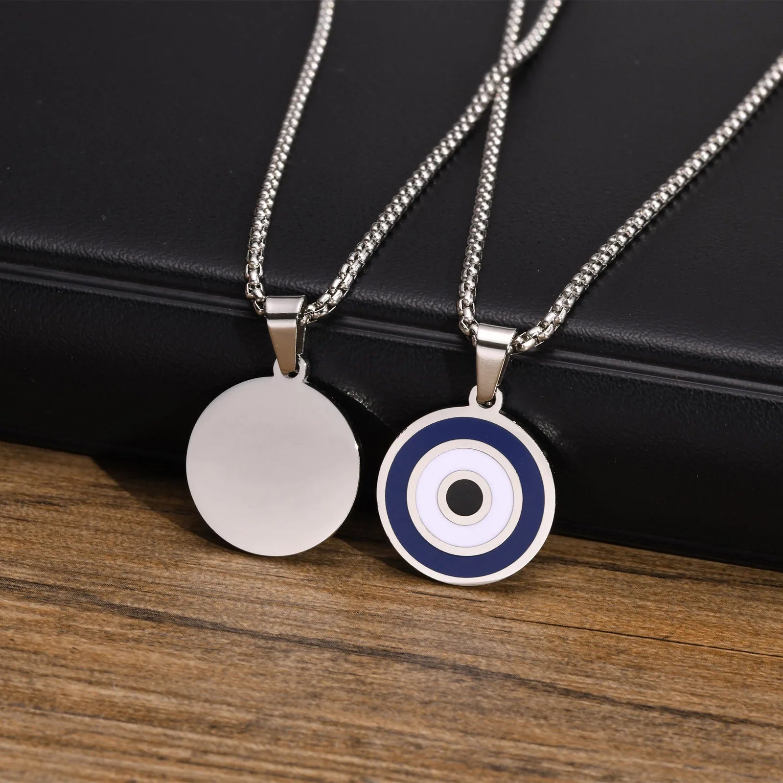 Vnox turco sorte dupla camada mau olhos pingente colar para homem, empilhados colar de olho azul conjunto jóias presente