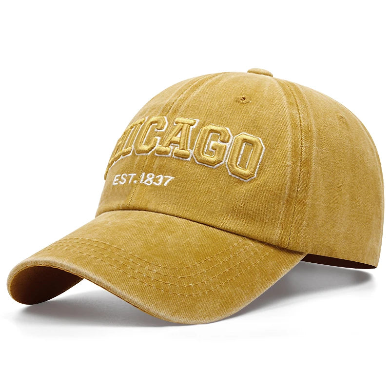CHICAGO-Boné de beisebol unissex, chapéu snapback de algodão, bonés de camionista hip hop para homens e mulheres, novo, primavera e verão
