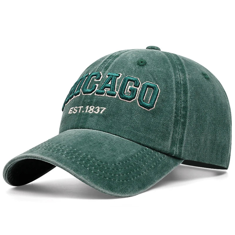 CHICAGO-Boné de beisebol unissex, chapéu snapback de algodão, bonés de camionista hip hop para homens e mulheres, novo, primavera e verão