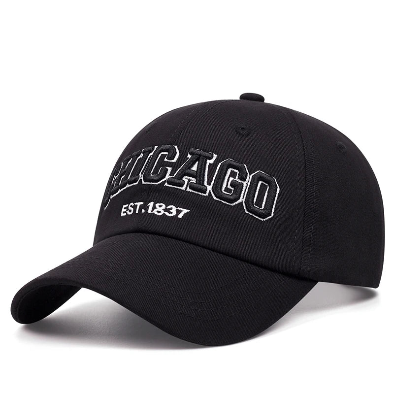 CHICAGO-Boné de beisebol unissex, chapéu snapback de algodão, bonés de camionista hip hop para homens e mulheres, novo, primavera e verão