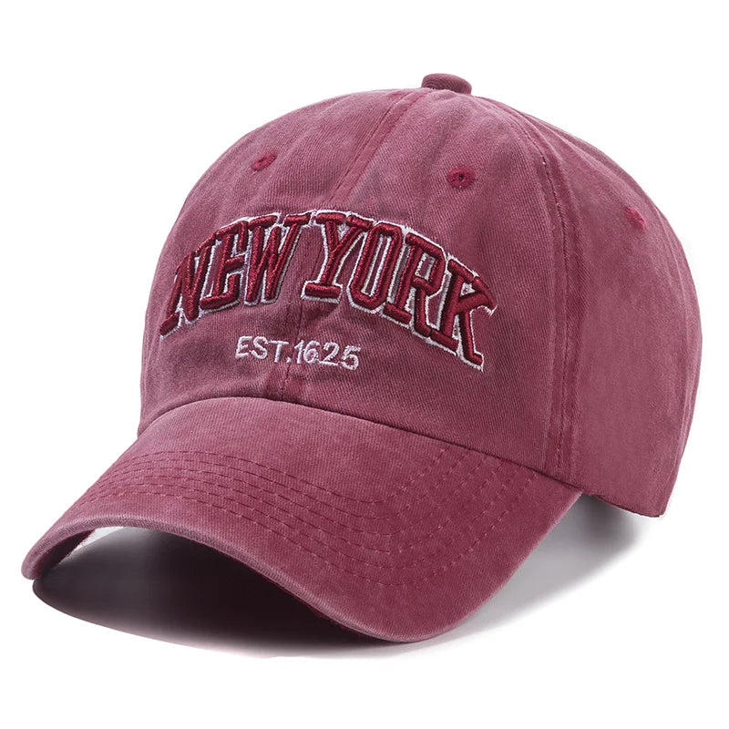 Boné de algodão lavado nova iorquino para homens e mulheres, bonés de beisebol, proteção solar, chapéu pai, snapback ao ar livre, 2021