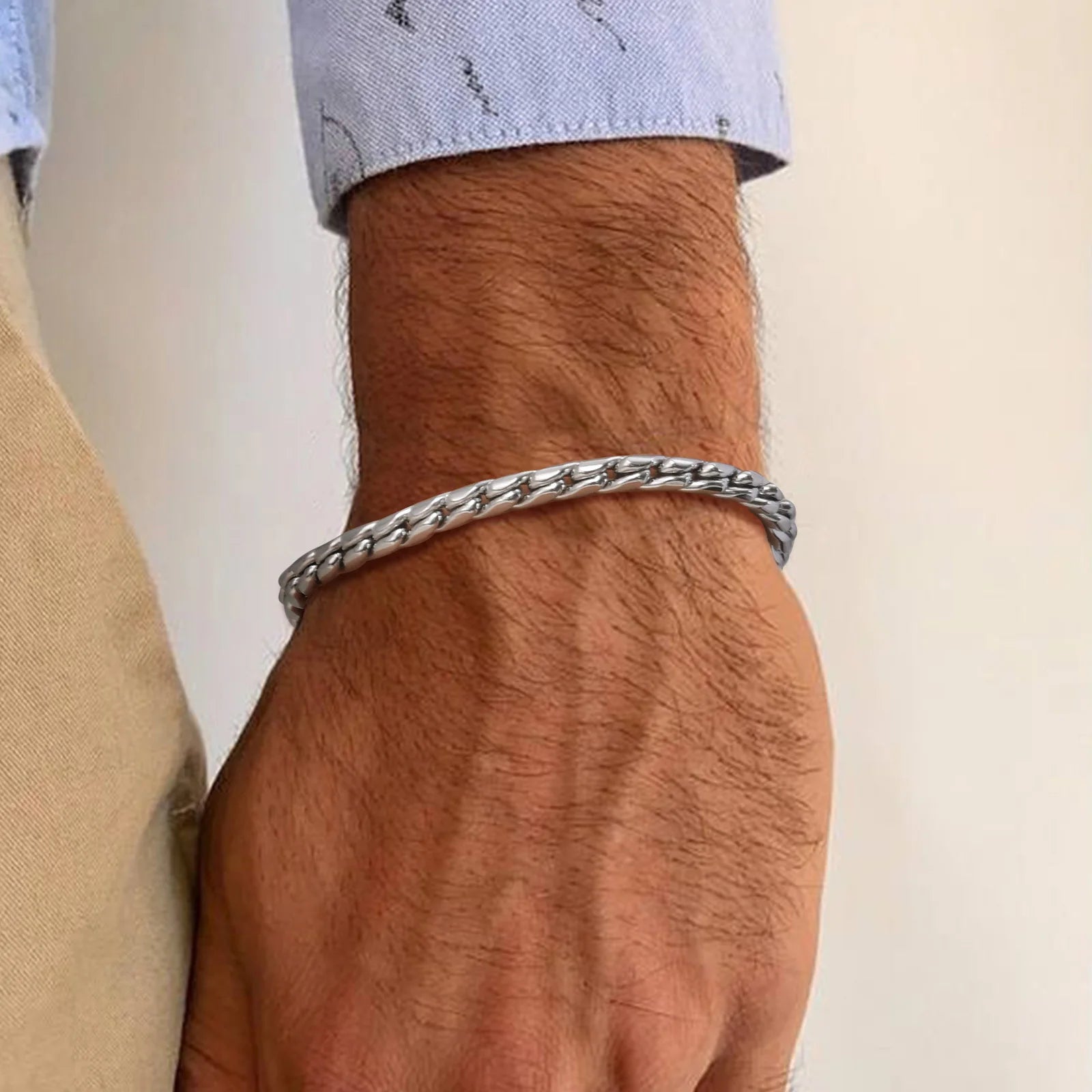 Pulseira Masculina Cobra Punk em Aço Inoxidável