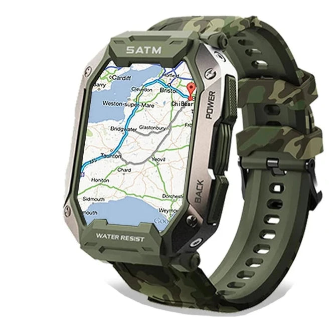 Relógio inteligente impermeável para homens, bluetooth, tela de toque completa, gps, militar, esportes, fitness, smartwatch para android, ios, 5atm