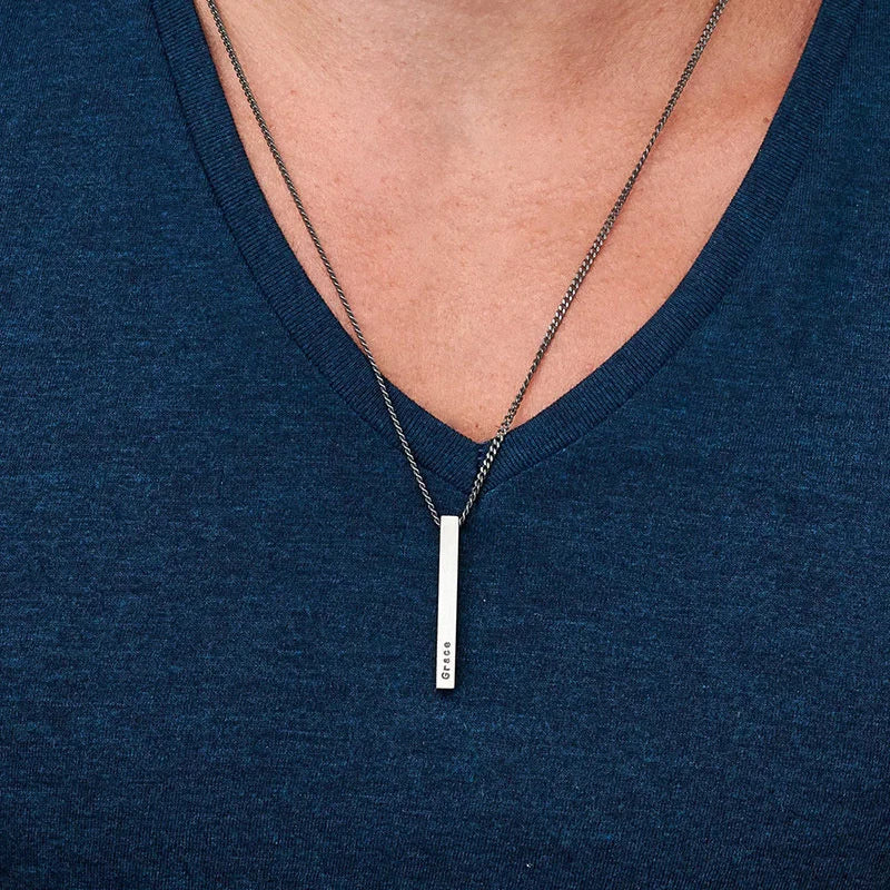 Vnox-Colares de Barra de Pilar Personalizáveis para Homens, Vertical 3D, Aço Inoxidável, Pingente Geométrico, Jóias Casual Minimalistas Simples