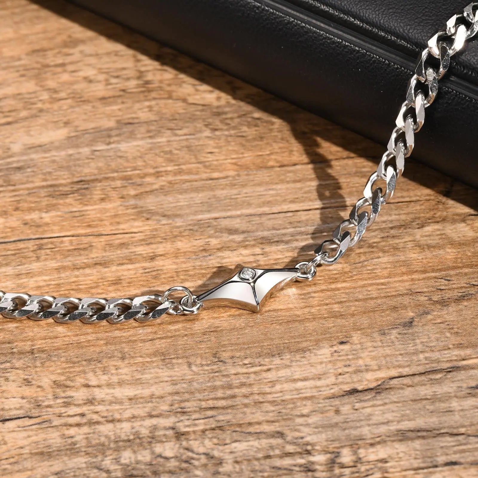 Pulseiras Hiphop Star para homens meninos, pulseira de corrente cubana de aço inoxidável, presentes de joias casuais chiques